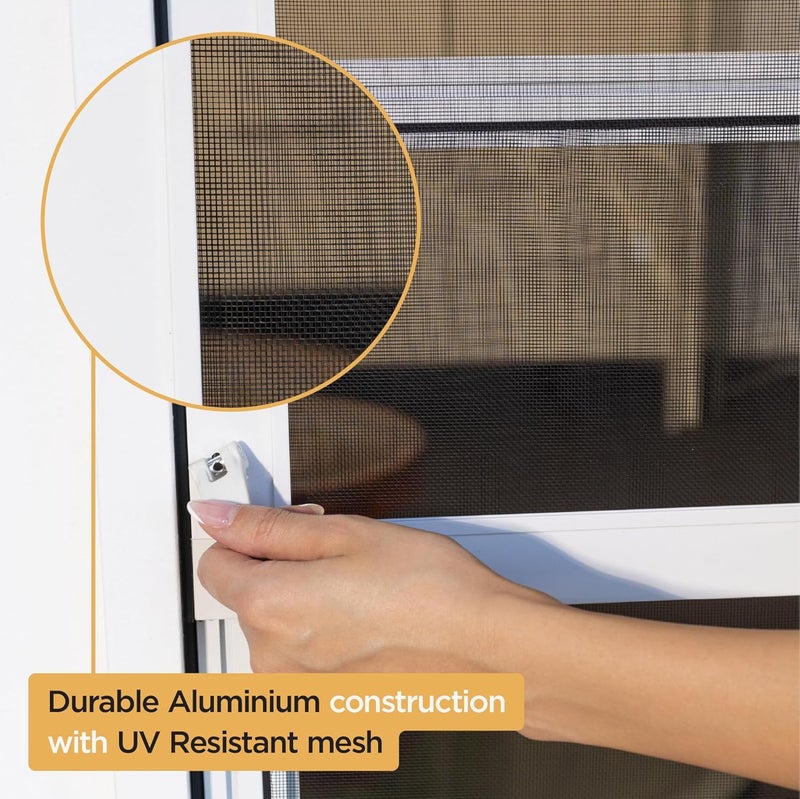 Hakuna V2 Patio Pet Door Screen Insert Panel for Sliding Doors, Fits Door Track Min Ht 59.05" to Max Ht 84.25",UV Resistant Mesh, Locking Magnetic Dog Door, Easy Install and Removal,Medium,White - Image 2